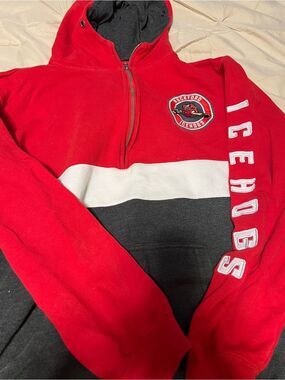 Top of the World Red, White & Charcoal Zip-Up Sweater